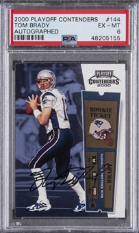 2000 Playoff Contenders #144 Tom Brady Signed Rookie Card - PSA EX-MT 6